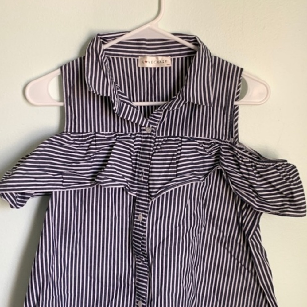 Love Crazy Striped Cold shoulder shirt